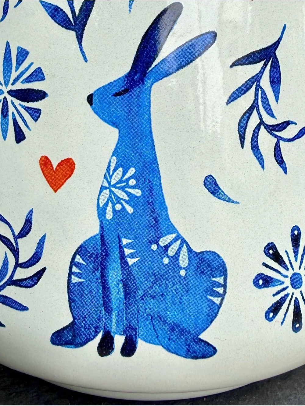 Vintage enamelware coffee pot - folk art animal design